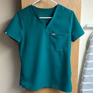Hunter green FIGS scrub top